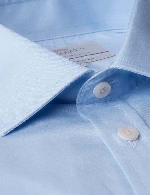 Hawes and Curtis Men's Poplin Blue Shirt - Double Cuff