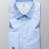 Hawes and Curtis Men's Poplin Blue Shirt - Double Cuff