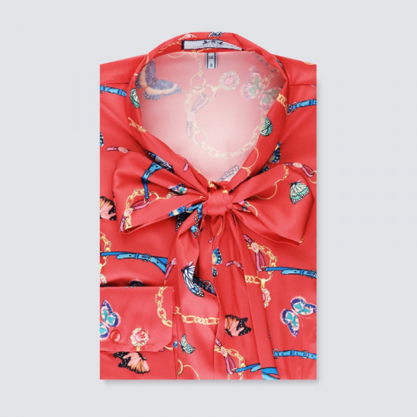 Hawes and Curtis Women Red Satin Blouse