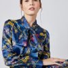 Hawes and Curtis Women Blue Satin Blouse