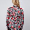 Hawes and Curtis Women Red Rose Satin Blouse