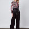 Hawes and Curtis Women Red Rose Satin Blouse