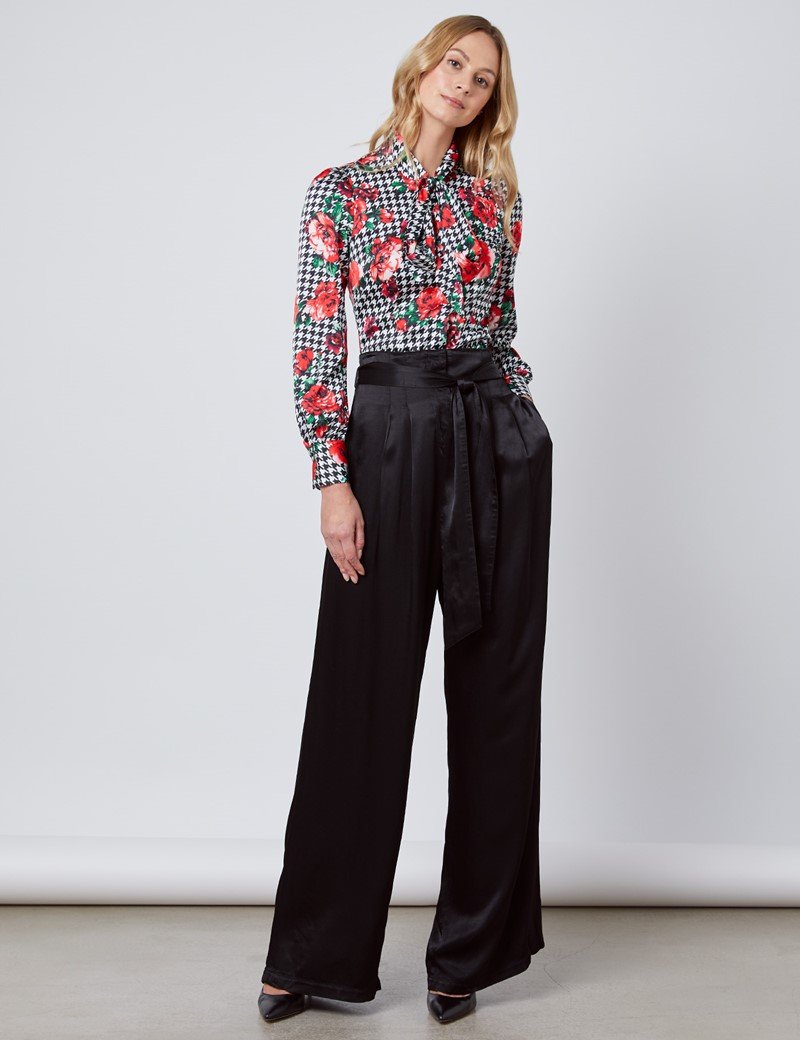 Hawes and Curtis Women Red Rose Satin Blouse - FODs Online Store