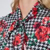 Hawes and Curtis Women Red Rose Satin Blouse