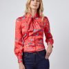 Hawes and Curtis Women Red Satin Blouse