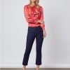 Hawes and Curtis Women Red Satin Blouse