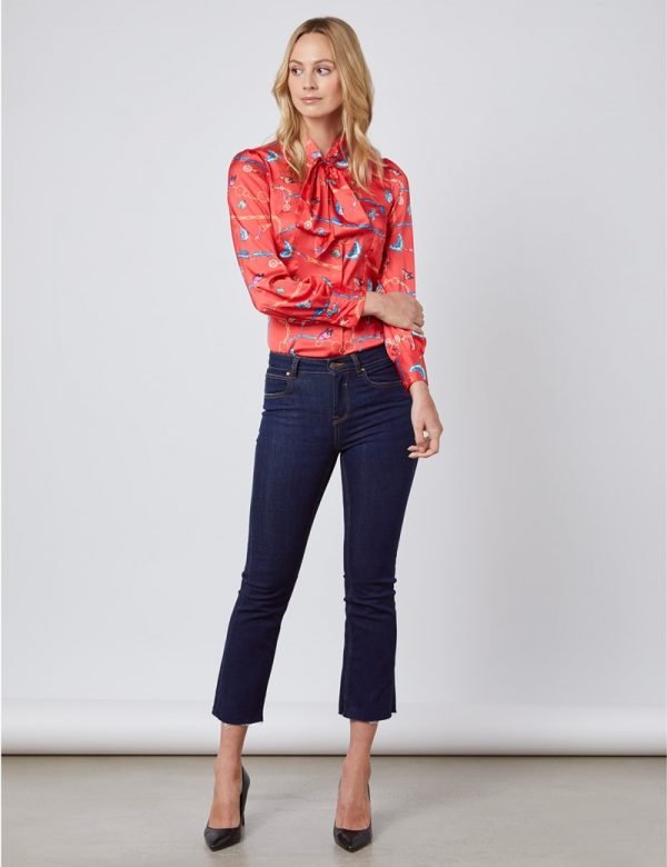 Hawes and Curtis Women Red Satin Blouse