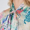 Hawes and Curtis Women Cream & Green Satin Blouse