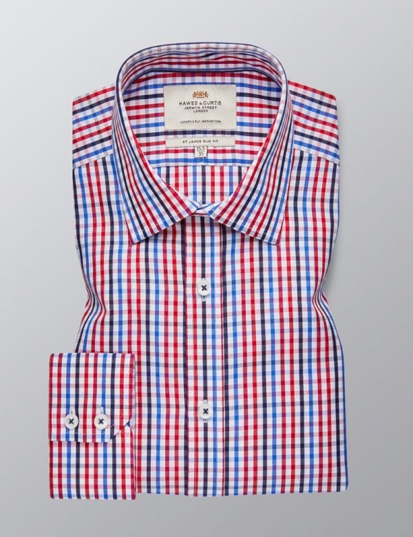 Hawes and Curtis Men's Red & Blue Multi-Colour