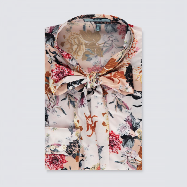 Hawes and Curtis Women Oriental Patchwork Satin Blouse