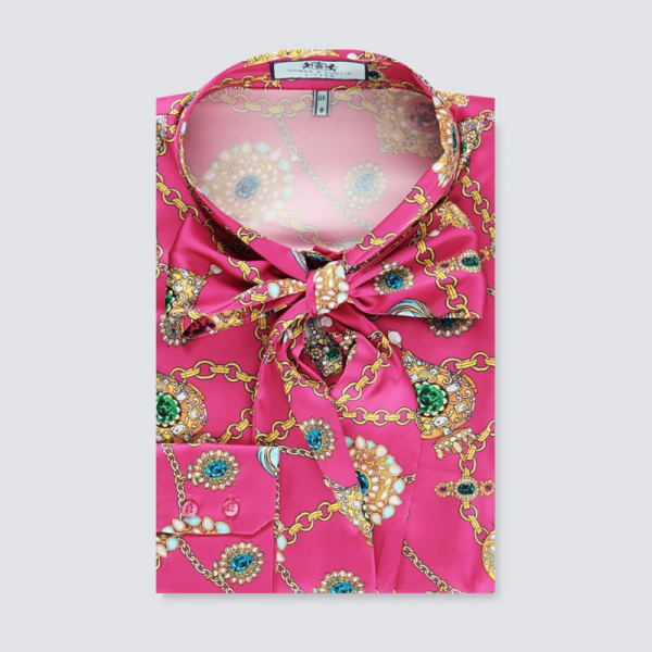 Hawes and Curtis Women Fuchsia Crown Satin Blouse