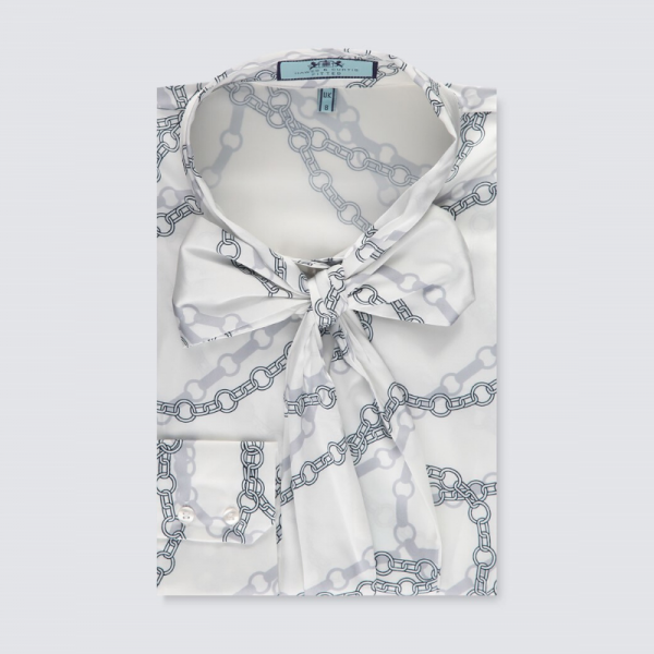 Hawes and Curtis Women White Chain Satin Blouse