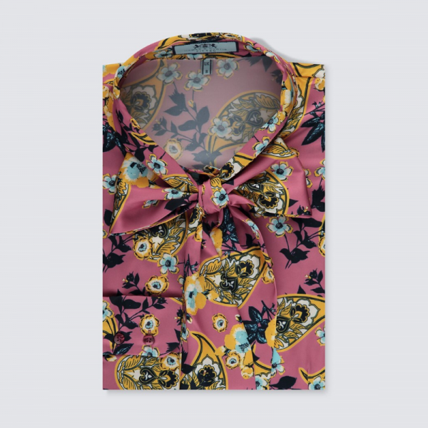 Hawes and Curtis Women Pink Floral Satin Blouse