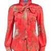 Hawes and Curtis Women Coral Chain Satin Blouse