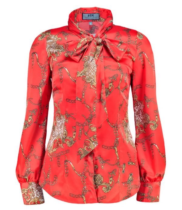 Hawes and Curtis Women Coral Chain Satin Blouse
