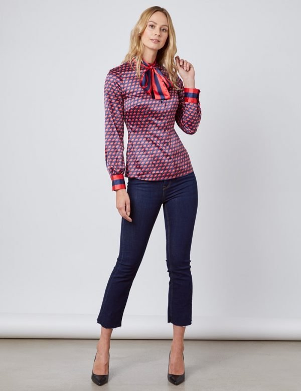 Hawes and Curtis Women Red Satin Blouse