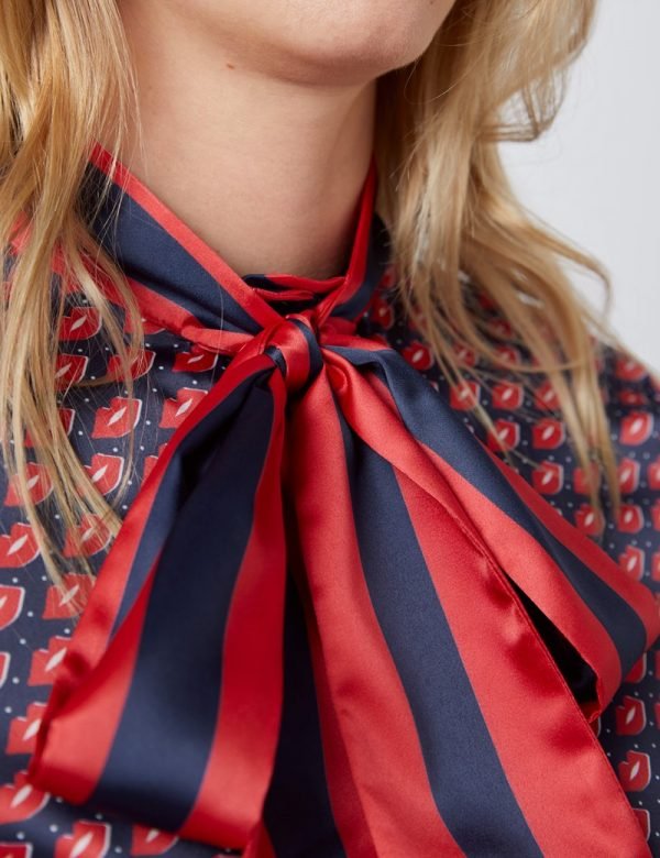 Hawes and Curtis Women Red Satin Blouse