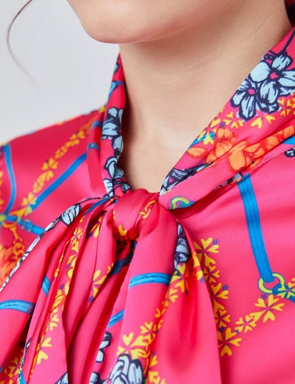Hawes and Curtis Women Fuchsia Flora Satin Blouse
