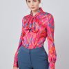 Hawes and Curtis Women Fuchsia Flora Satin Blouse