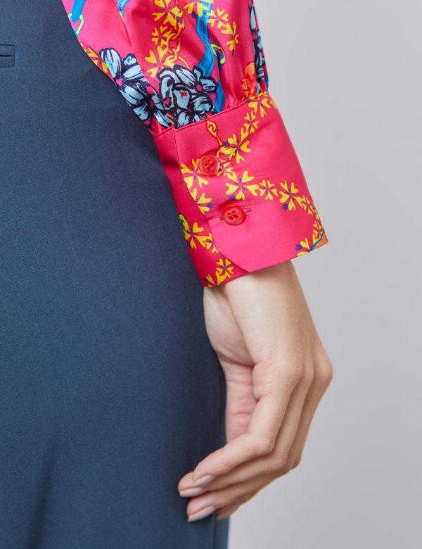 Hawes and Curtis Women Fuchsia Flora Satin Blouse
