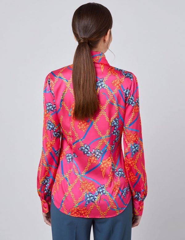 Hawes and Curtis Women Fuchsia Flora Satin Blouse