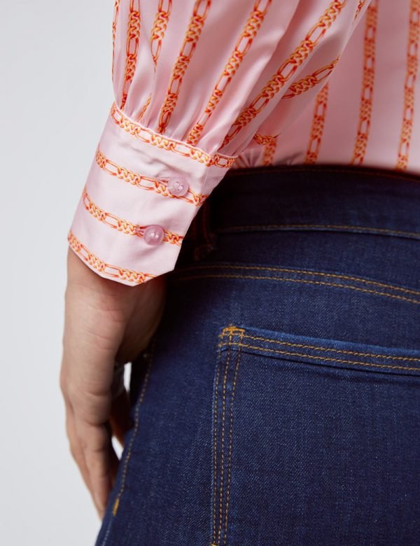 Hawes and Curtis Women Pink Chain Satin Blouse