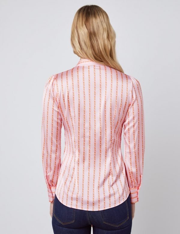 Hawes and Curtis Women Pink Chain Satin Blouse
