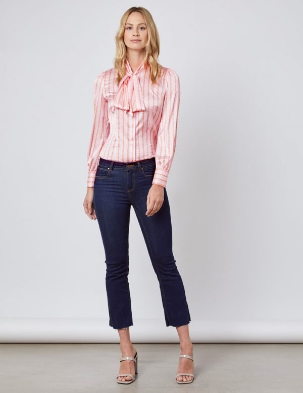 Hawes and Curtis Women Pink Chain Satin Blouse
