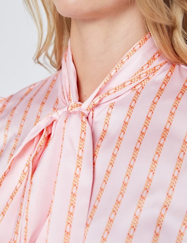 Hawes and Curtis Women Pink Chain Satin Blouse