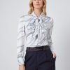 Hawes and Curtis Women White Chain Satin Blouse