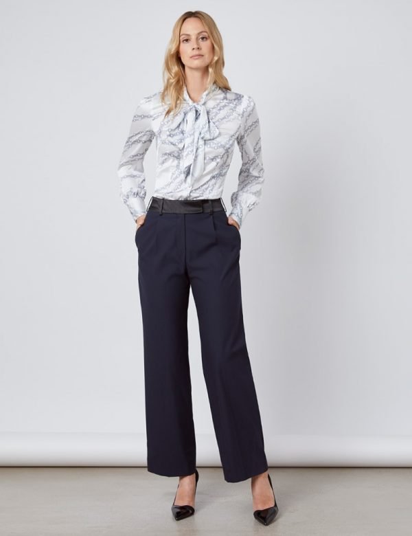 Hawes and Curtis Women White Chain Satin Blouse