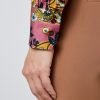 Hawes and Curtis Women Pink Floral Satin Blouse