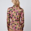Hawes and Curtis Women Pink Floral Satin Blouse