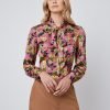 Hawes and Curtis Women Pink Floral Satin Blouse