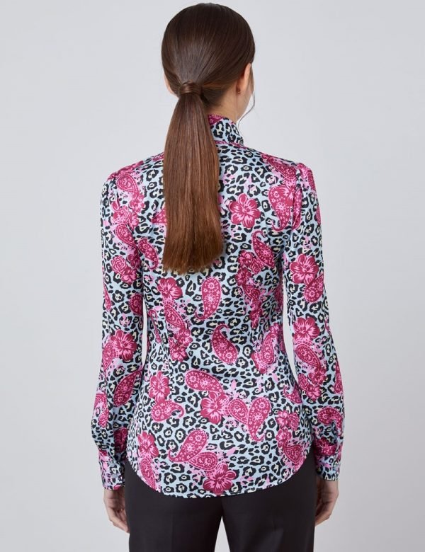 Hawes and Curtis Women Leopard Satin Blouse