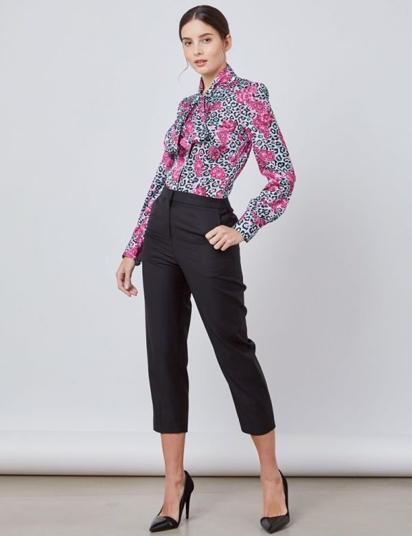 Hawes and Curtis Women Leopard Satin Blouse