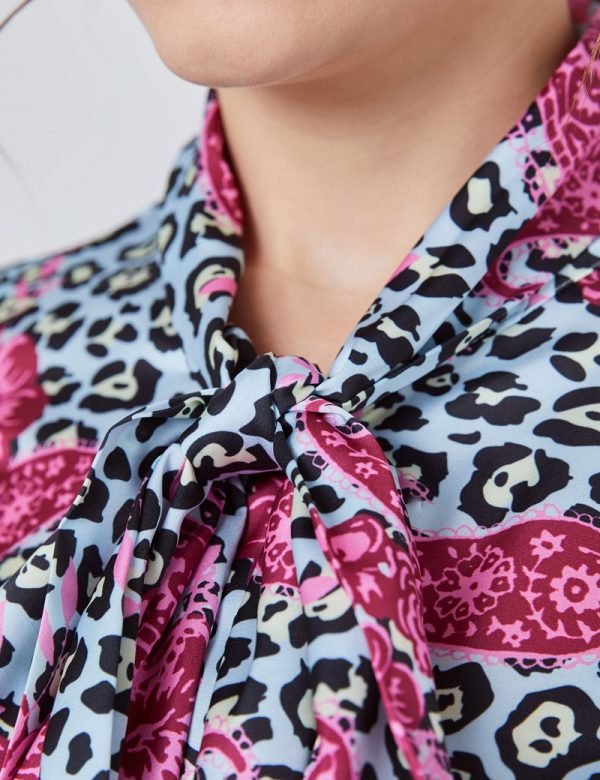 Hawes and Curtis Women Leopard Satin Blouse