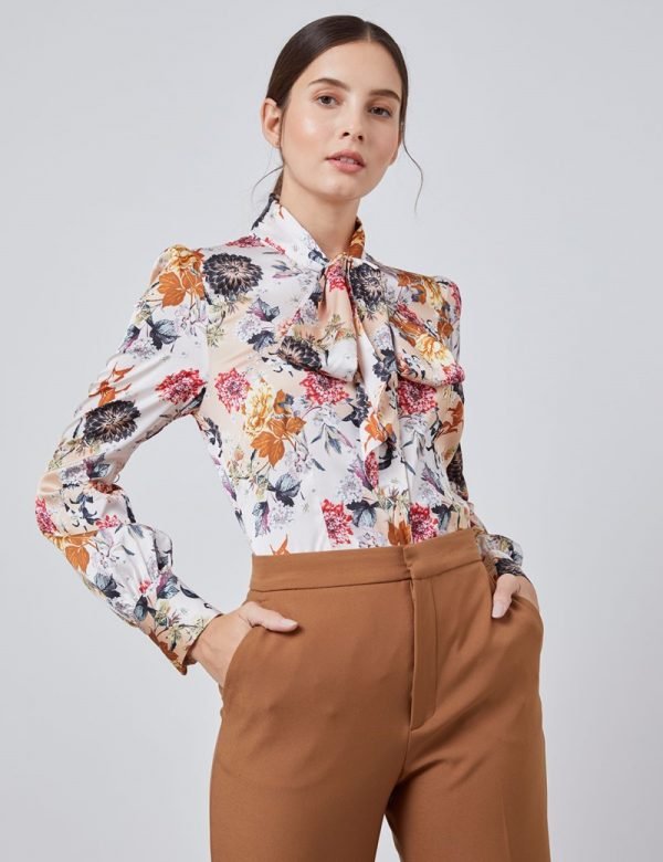 Hawes and Curtis Women Oriental Patchwork Satin Blouse