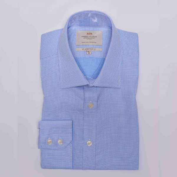 Hawes and Curtis Men Blue & White Dotted Shirt