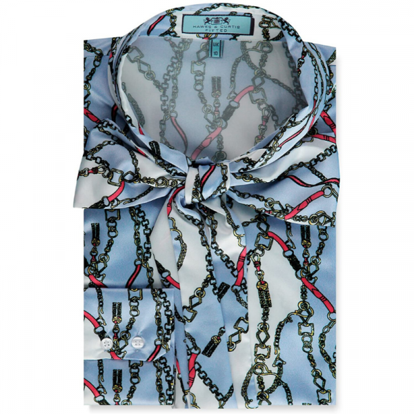 Hawes and Curtis Women Light Blue Satin Blouse
