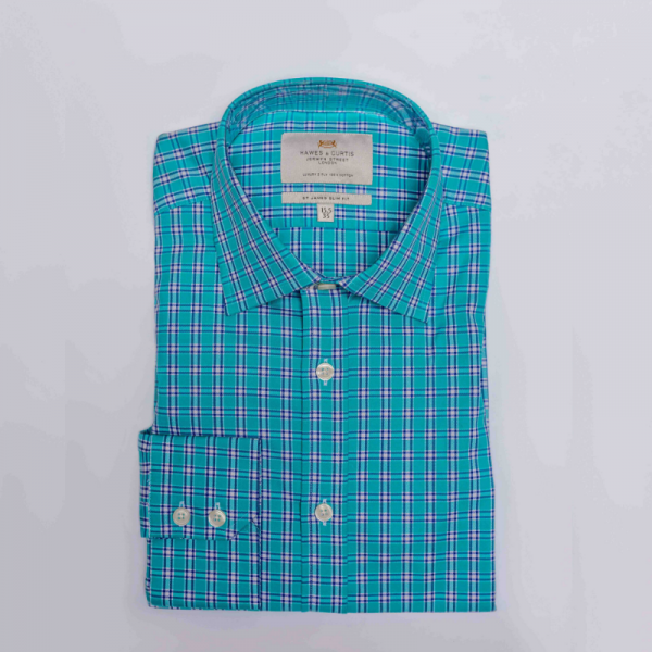 Hawes and Curtis Men Green & White Check Shirt