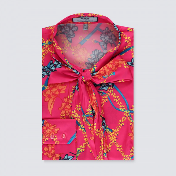 Hawes and Curtis Women Fuchsia Flora Satin Blouse