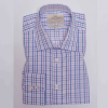 Hawes and Curtis Men White & Lilac Check Shirt