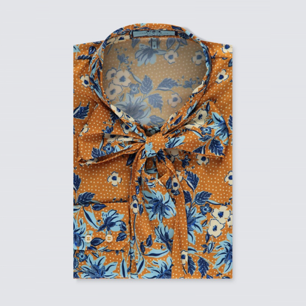 Hawes and Curtis Women Brown Flower Satin Blouse