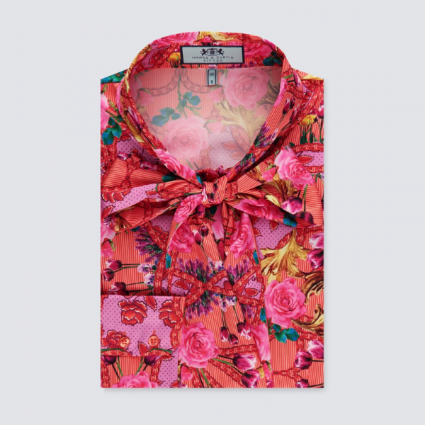 Hawes and Curtis Women Red Tulip Satin Blouse