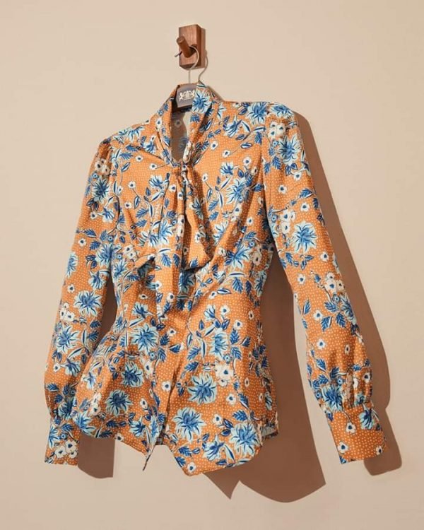 Hawes and Curtis Women Brown Flower Satin Blouse