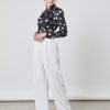 Hawes and Curtis Women Black Tulips Satin Blouse
