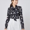 Hawes and Curtis Women Black Tulips Satin Blouse