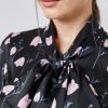 Hawes and Curtis Women Black Tulips Satin Blouse
