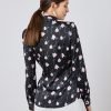 Hawes and Curtis Women Black Tulips Satin Blouse
